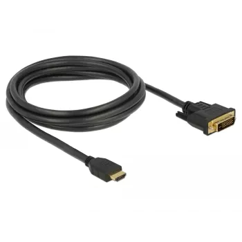 DeLOCK - Video Cable - HDMI / DVI - DVI-D (M) to HDMI (M) - 2,0m - Triple Insulation - Black - Thumbscrews (85654)