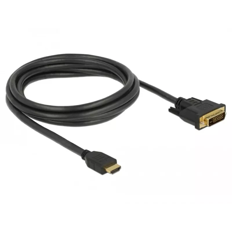 DeLOCK - Video Cable - HDMI / DVI - DVI-D (M) to HDMI (M) - 2,0m - Triple Insulation - Black - Thumbscrews (85654)