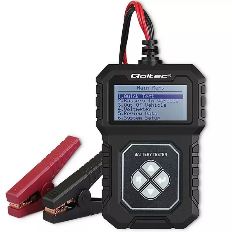 Qoltec Digital Battery Tester with LCD | Polish Menu | 12V | AGM | GEL | STD | 30-220AH