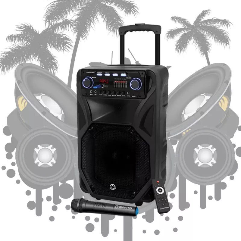 Portable karaoke speaker MANTA SPK5021PRO 20W, 12 inch woofer, 80W RMS, Bluetooth, battery up to 5h, SD/USB, mic & guitar inputs