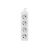 Power strip 1.5m, white, 4 sockets, cable made of solid copper