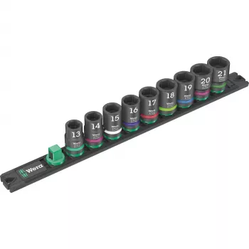 Socket set Wera 1/2 inch magnetic strip 9 pieces for impact wrenches