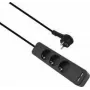 Power strip helos ADVANCED 3-way with USB charger, black, 1.5 m cable