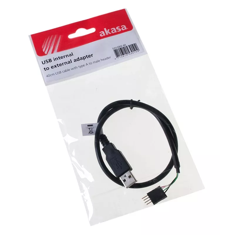 USB Cable Akasa 0.4m USB A Black