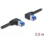 Network Cable DeLOCK RJ45 Cat.6A S/FTP right left angled 0.5m black