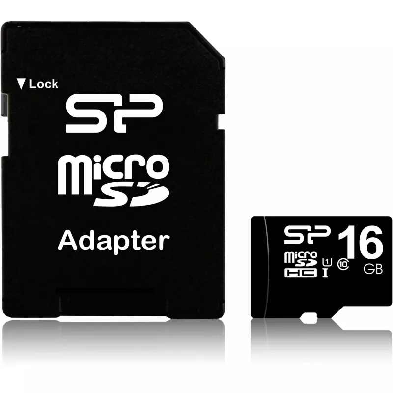 MicroSDHC memory card Silicon Power 16GB Class 10 UHS-I U1 40 MB/s, waterproof, black