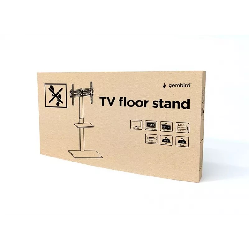 Floor TV stand GEMBIRD TVS-55T-02 for 32–55 inch TVs, steel, height 600 mm, VESA 100x100–400x400, max load 35 kg