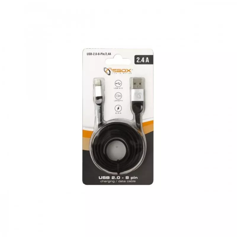 Sbox USB 2.0-8-Pin/2.4A black/silver