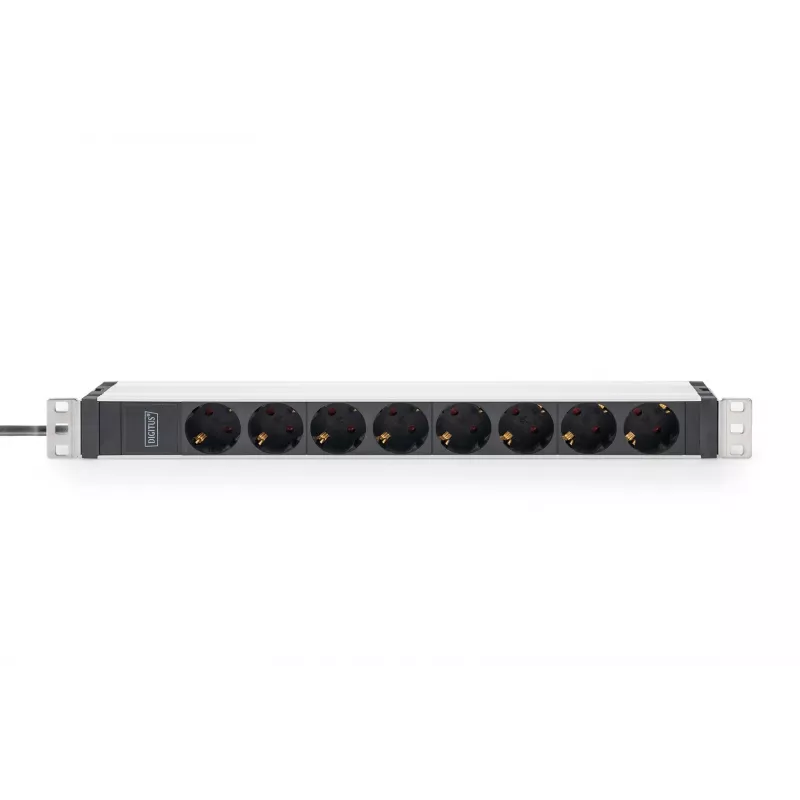 Digitus Socket Strip with Aluminum Profile, 8-way safety socket, 2 m cable, IEC C20 plug