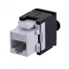 Keystone jack A-LAN MKB-U6-1 — RJ45 U/UTP Cat6, 22/26 AWG, black/white ABS housing
