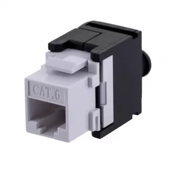 Keystone jack A-LAN MKB-U6-1 — RJ45 U/UTP Cat6, 22/26 AWG, black/white ABS housing