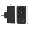 Power splitter MACLEAN MCE249 F/B — 2 AC sockets (16A + 6A) with 2×USB-A and 2×USB-C PD 20W, EU plug, black