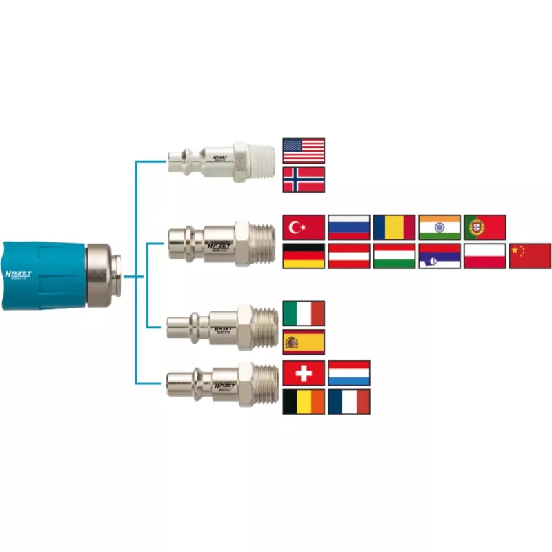 Safety coupling Hazet 9000-061 1/4 inch, rated 10 bar, quick-release pneumatic coupling