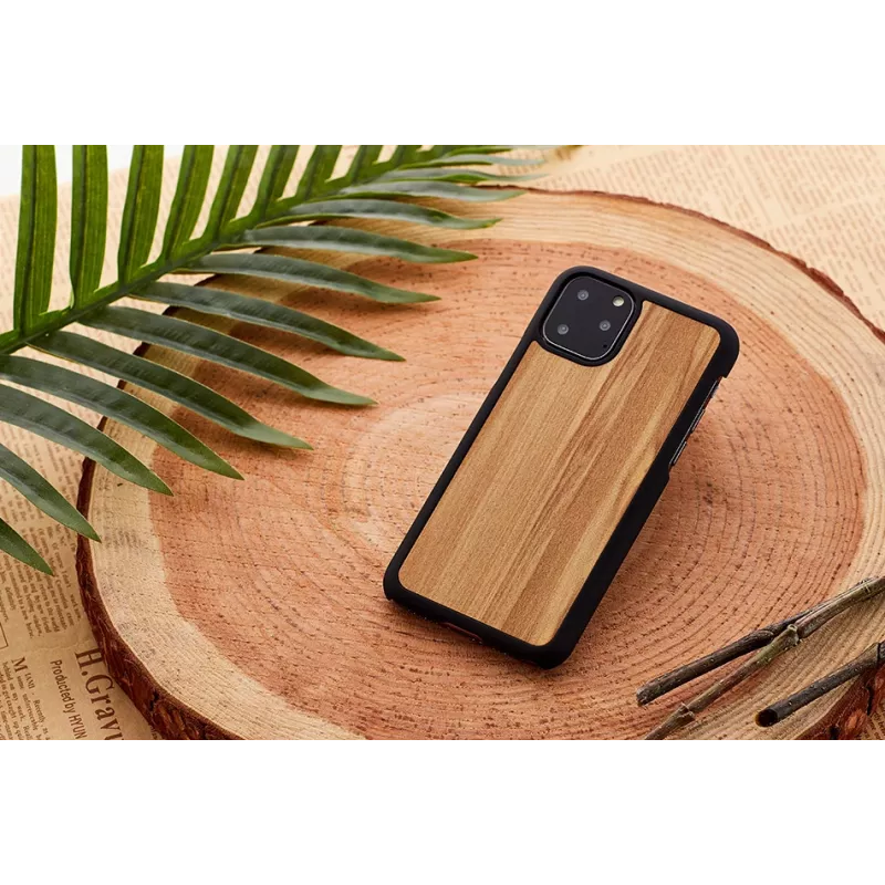 Smartphone case man and wood for iPhone 11 Pro Max — cappuccino black finish