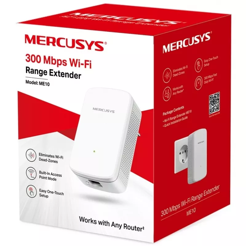 Mercusys ME10 V1 WiFi range extender Montebar i wall