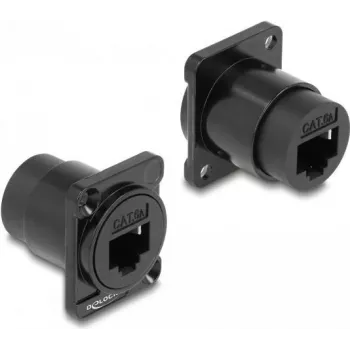 Network Cable DeLOCK D-Type Module RJ45 Cat.6A female to female Black