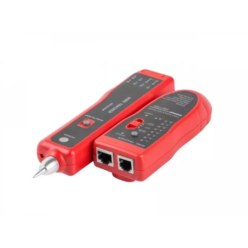 LANBERG network cable tester NT-0501 — RJ-11/RJ-12/RJ-45 support, max length 250 m, built-in battery, LED indicators, black