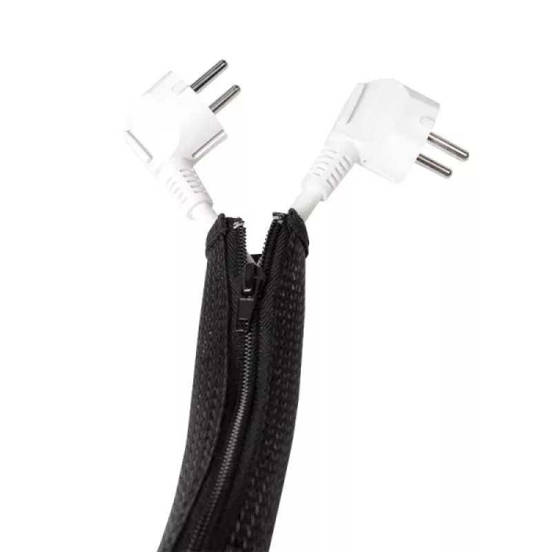 LogiLink Kabelschlauch mit Reißverschluss, 2,0 m, grau aus Polyester, abrieb-, zug- & formbeständgi, schlagfest, - 1 Stück (KAB0074)