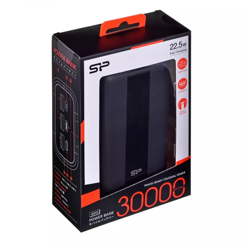 Silicon Power QX55 Powerbank Lithium Polymer (LiPo) 30000 mAh Black
