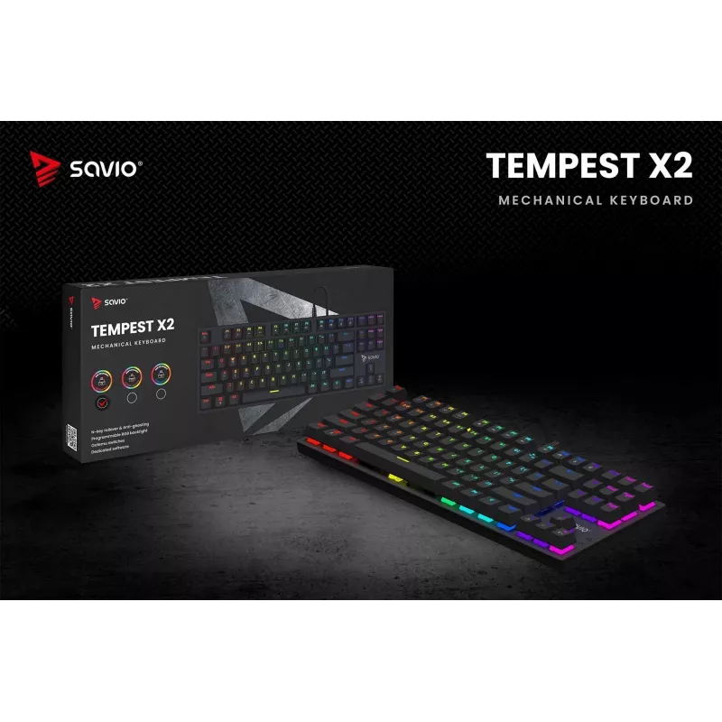 Mechanical Keyboard RGB Tempest X2 Outemu Red Savio Savgk-tempest X2 Red