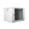 Lanberg WF02-6609-10S 19 inch 9U Wall-Mounted Double-Section Rack Cabinet, 600x600 mm, Grey, 60 kg Load, Tempered Glass Door