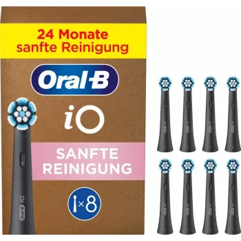 Oral-B replacement brush heads iO Gentle Clean 8-pack, black — for sensitive areas and gum care