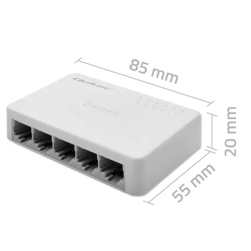 Network switch QOLTEC 52247 5 x RJ45 ports 1000Mbps Gigabit unmanaged