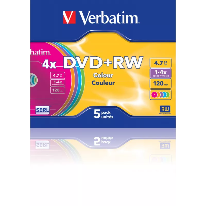 VERBATIM 43297 Verbatim DVD+RW slim jewel case 5 4.7GB 4x Colour