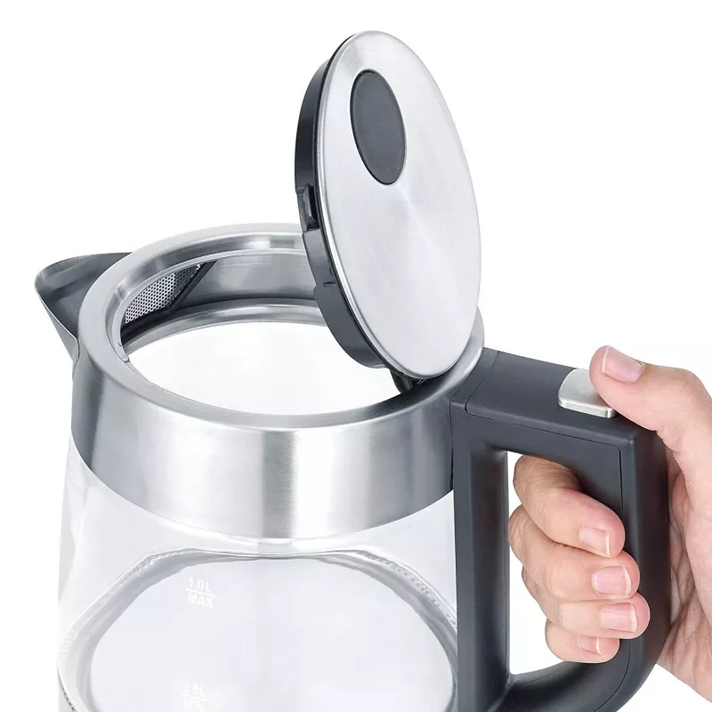 Severin WK 3468 electric kettle 1 L 2200 W Black, Stainless steel, Transparent