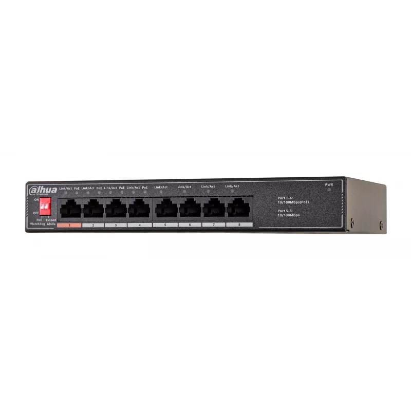 Dahua Technology PoE SF1008LP Unmanaged L2 Fast Ethernet (10/100) Power over Ethernet (PoE) Black