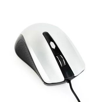 Wired ambidextrous optical mouse GEMBIRD MUS-4B-01-BS, USB Type-A, 1200 DPI, 4 buttons, black/silver