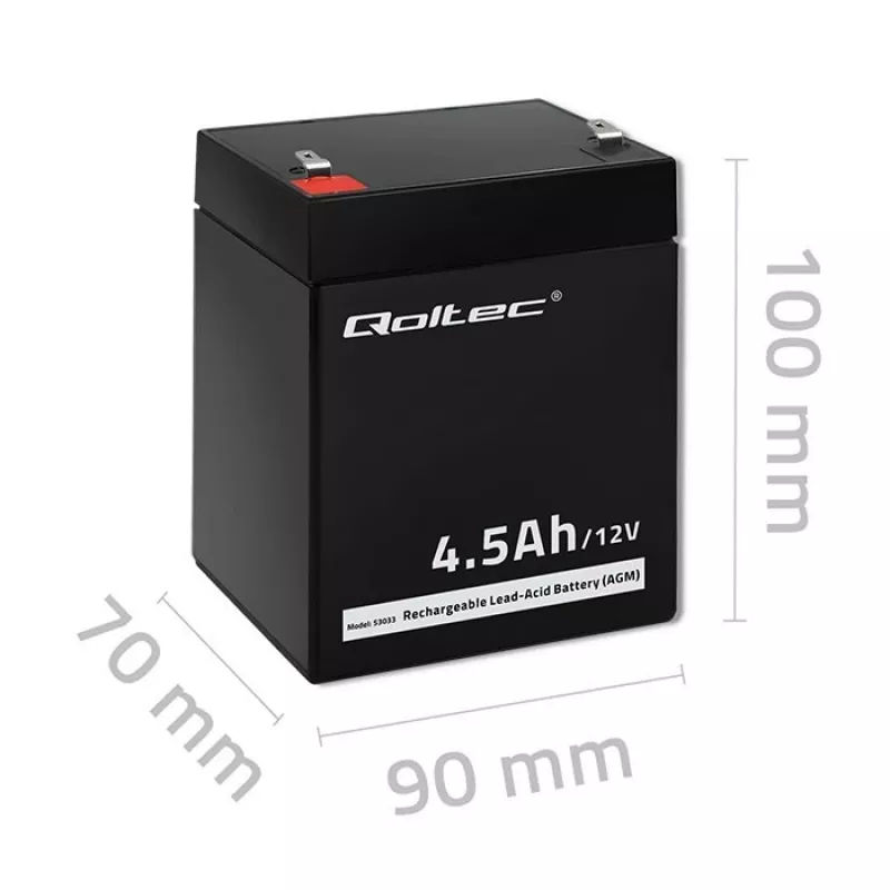 AGM Battery Qoltec 53033 4.5 Ah 15 V 65.5 A Motorcycle