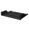 Digitus | 2U Fixed Shelf for Racks | DN-19 TRAY-2-SW | Black | Perfect for storage of components which are not 483 mm (19”) suitable. Slim design which takes space of 2 height units. Easy and quick to mount or dismount. Dimensions 88x482x349 mm, up to 25 kg