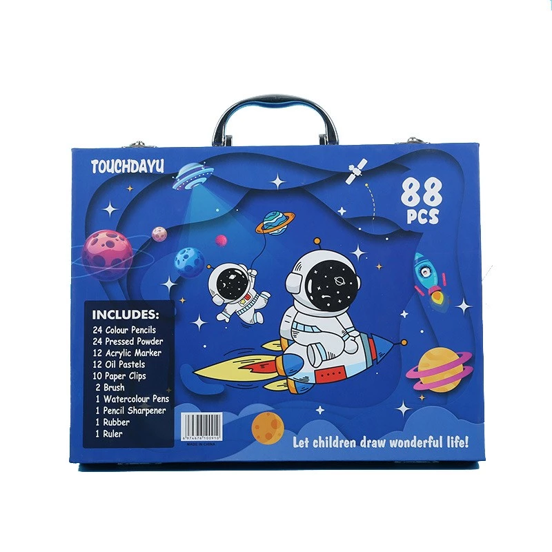 Art painting set Extralink Blue Astronaut — 88 pieces (paints, brushes, accessories)