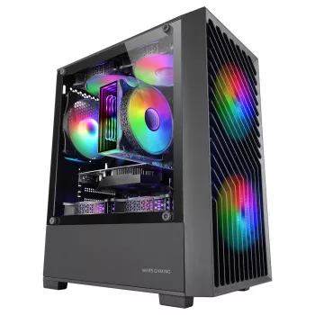 PC Case TACENS Mars Gaming MC-VORTEX Mini Tower Mini-ITX/Micro-ATX Tempered Glass Black, 3x120mm, 27.3 cm GPU, 162 mm CPU cooler