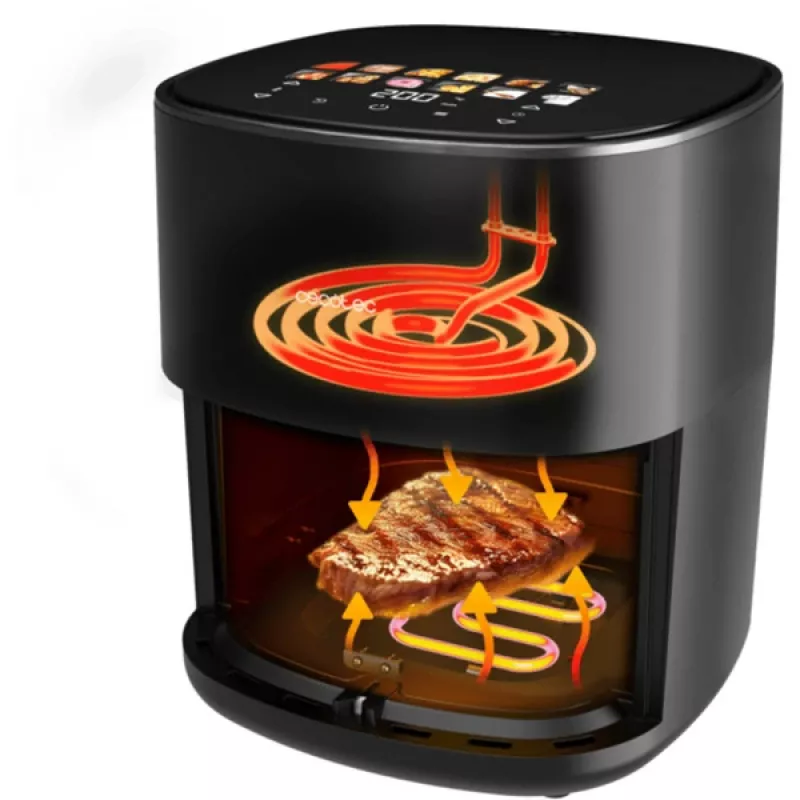 Hot air fryer Cecotec Cecofry&Grill Duoheat 6500, 6.5 L, 2200 W, touch LCD, black