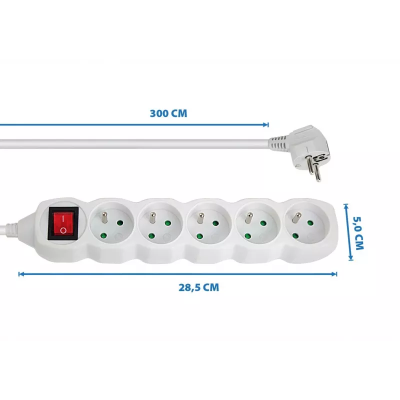 Esperanza ELK215W power extension 3 m 5 AC outlet(s) Indoor White
