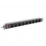 Power Distribution Unit LANBERG PDU-09E-0300-BK — 9x Type E outlets, 16 A, 220–250 V, 3 m cable, 1U rack, 19 inch