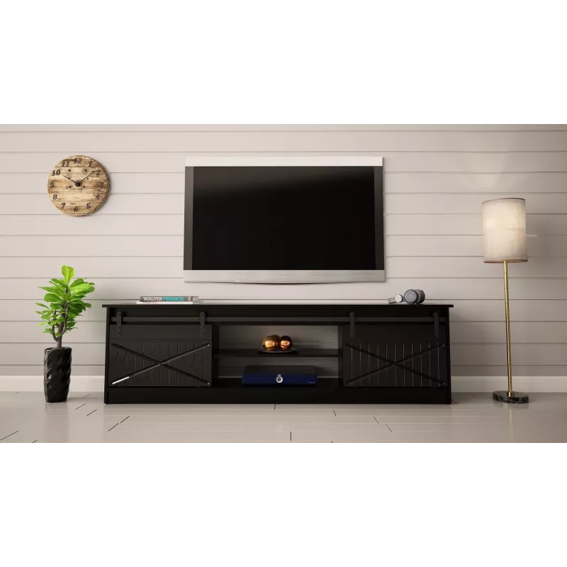 RTV GRANERO 200x56.7x35 black/black gloss cabinet