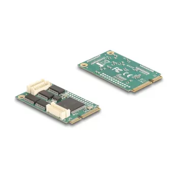 Internal RS-232 interface card DELOCK 95278 — Mini PCI Express host, 4× RS-232 outputs, FIFO 256 B, 30×51×10 mm
