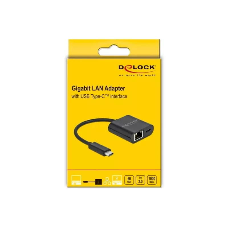 USB Type-C Adapter DeLOCK 66644 Gigabit LAN Power Delivery