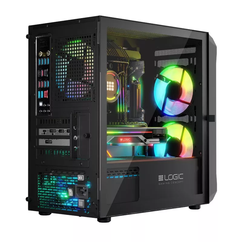Computer Case Logic Concept Portos Mini ARGB Micro ATX Black
