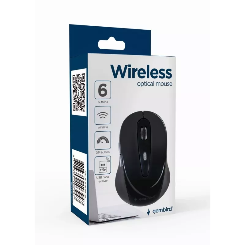 Gembird MUSW-6B-01 mouse Office Right-hand RF Wireless Optical 1600 DPI