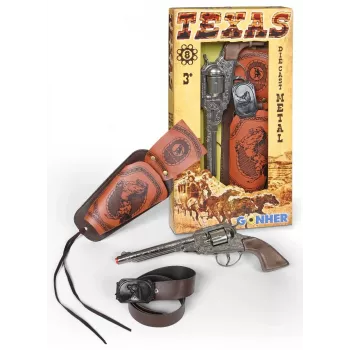 Toy metal cowboy revolver Pulio 155150/0 with detachable holster, single-action replica