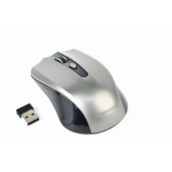 Wireless mouse GEMBIRD MUSW-4B-04-BG — right-hand, optical 1600 DPI, 4 buttons, RF Wireless, black/grey
