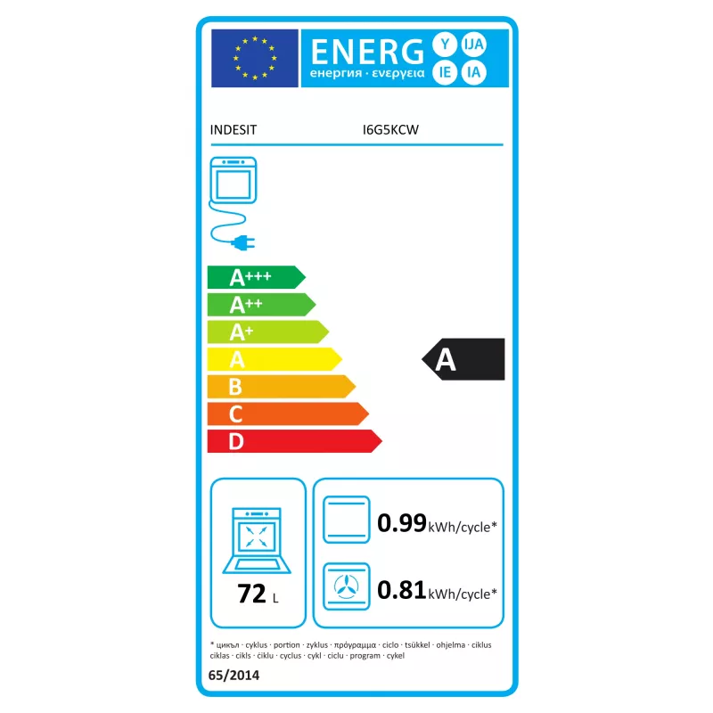 INDESIT Cooker | I6G5KCW | Hob type Gas | Oven type Electric | White | Width 60 cm | Grilling | Depth 60 cm | 72 L