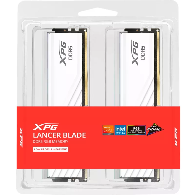 ADATA DIMM 16 GB DDR5-5600 (2x 8 GB) Dual-Kit (White, AX5U5600C468G-DTLABRWH, XPG Lancer Blade RGB, INTEL XMP, AMD EXPO) - 16 GB - DDR5
