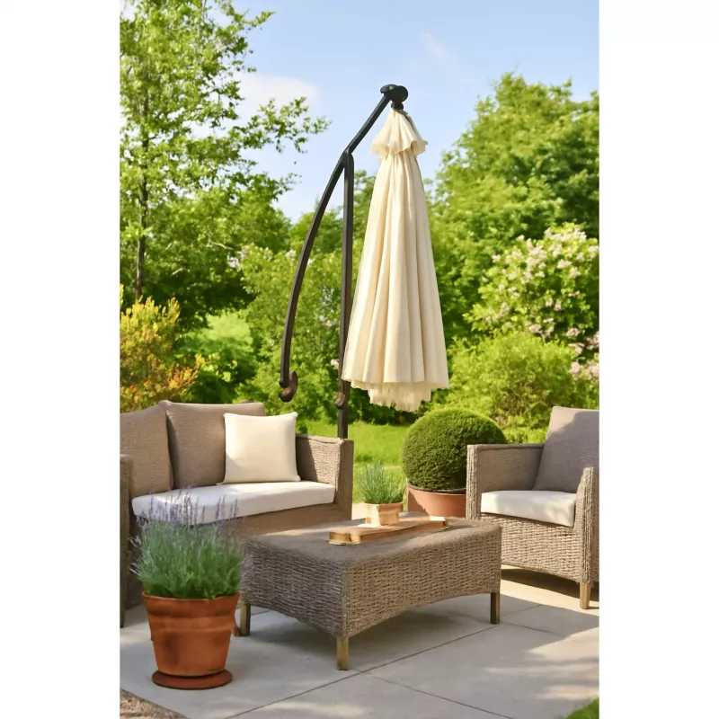 Black Forest Garden Umbrella with Side Panels, Large 3m Beige Cantilever