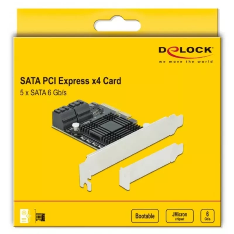 SATA PCI Express x4 Card DeLOCK 5 port Low Profile Form Factor