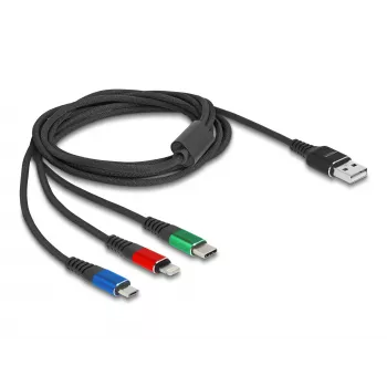 DeLOCK USB Charging Cable 3 in 1 Type-A to Lightning Micro USB USB Type-C 30 cm